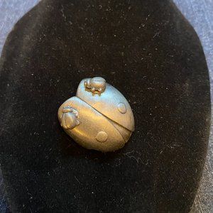 Vintage Pewter Torino Lady bug earrings and Lady Bug shell 70's